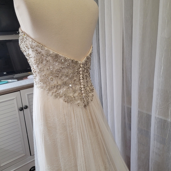 Justin Alexander Empire Waist Beaded English Net Cage Bridal Gown STYLE 8871 - Picture 9 of 14